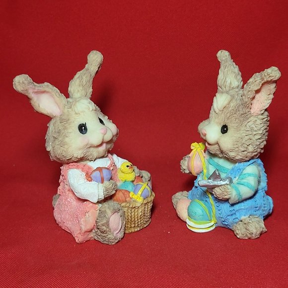 Ks Collection Sitting Happy Boy and Girl Bunny Rabbit Figurine - Picture 12 of 13